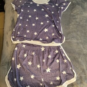 Blue And White Star Women's Pajama Set. Super Cute. Never Worn. Too Small For Me